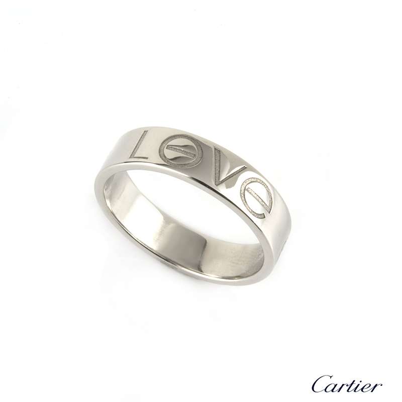 Cartier 18k White Gold Love Ring Size 